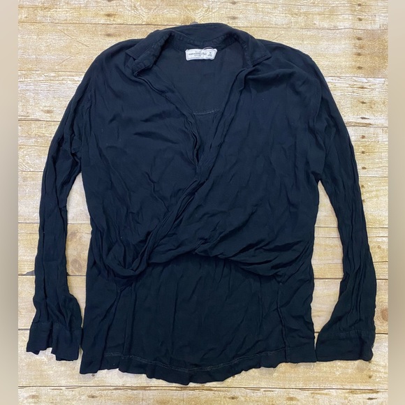 Abercrombie & Fitch Tops - ABERCROMBIE & FITCH BLACK COVER UP CARDIGAN TOP Shirt Blouse Long Sleeve…